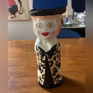 Vintage Susan Paley Bella Casa by Ganz 10" vase Francis in leopard print coat